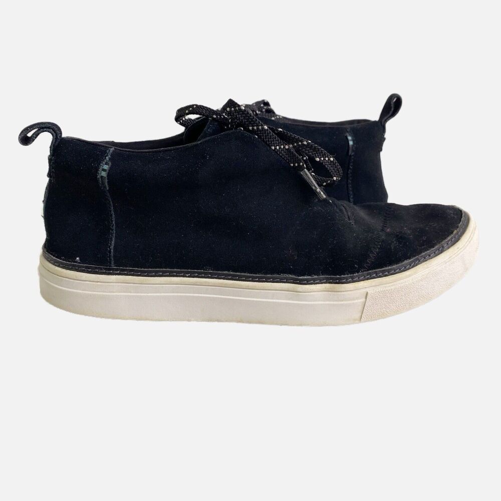 Toms Riley Sneaker Size 8 Black Suede Mid Top Comfy Casual Shoe
